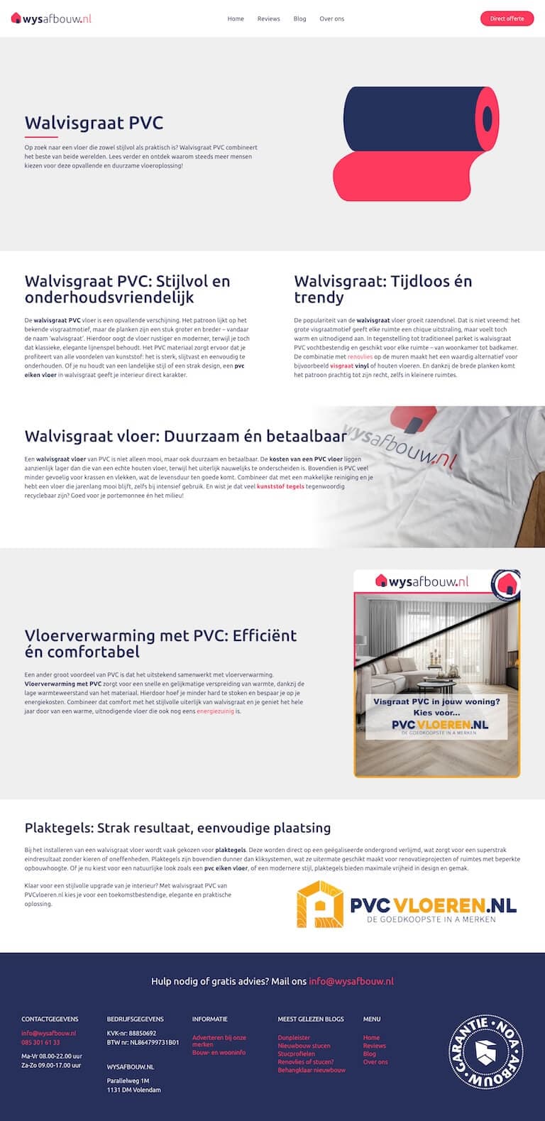 Het gepubliceerde artikel over walvisgraat pvc op wysafbouw.nl