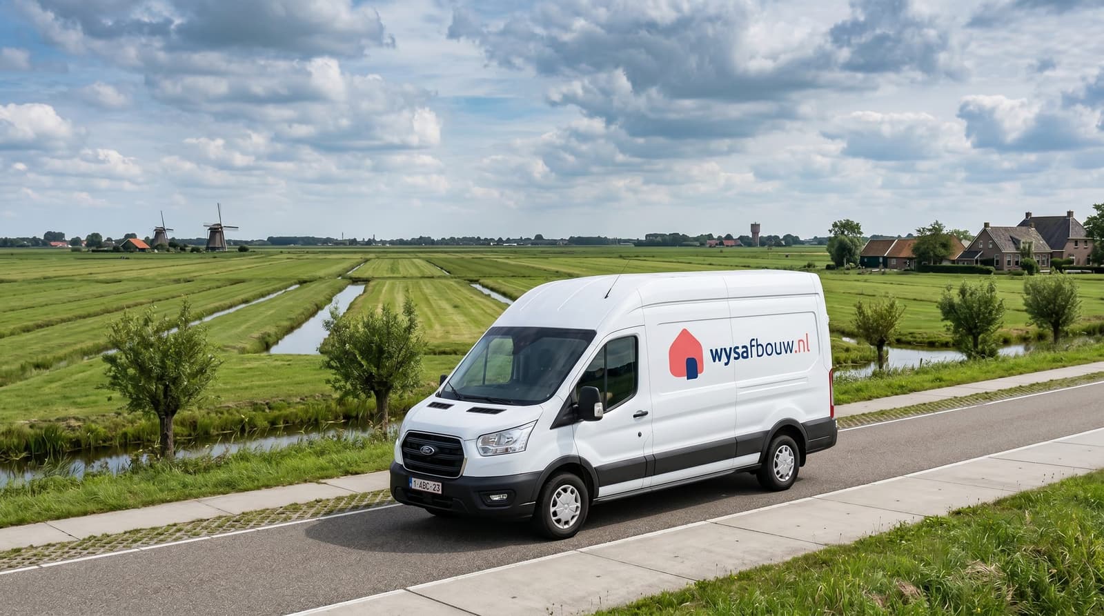 Bus van WYS Afbouw onderweg